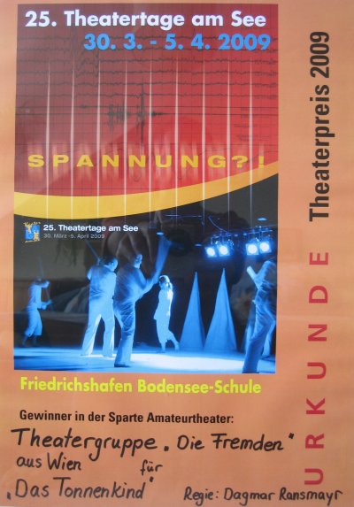 2009 Urkunde Theatertage am See - Friedrichshafen (D)
